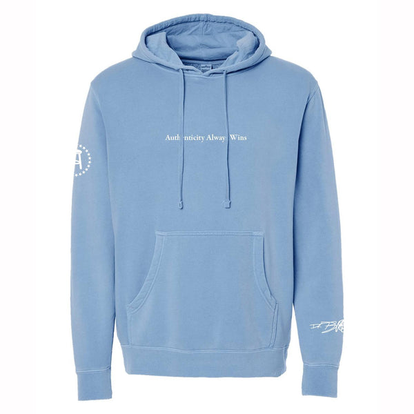 authenticity Always Wins Pigment Dyed Hoodie | Barstool Sports Light Blue