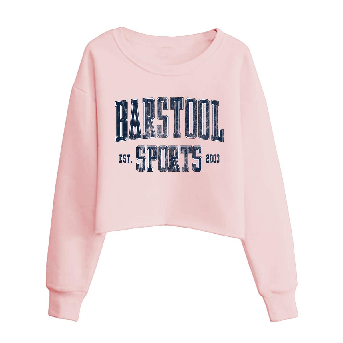 Barstool Sports Premium Women's Cropped Crewneck-Crewnecks-Barstool Sports-Pink-XS-Barstool Sports