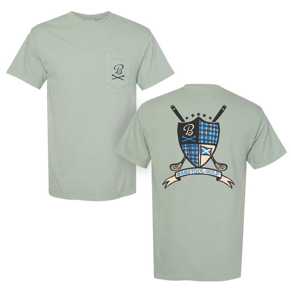 Barstool Golf Crest Pocket Tee Fore Play Apparel, Fan Gear & Merch