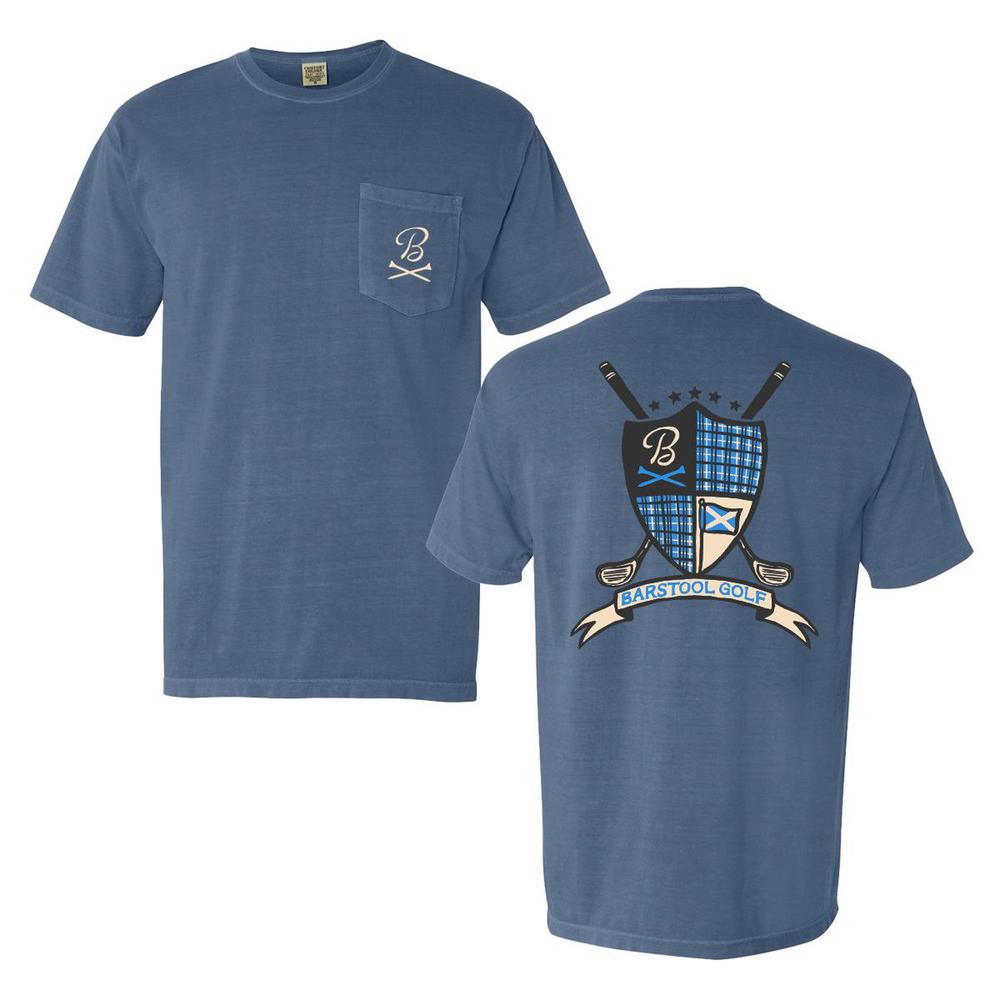 Barstool Golf Crest Pocket Tee Fore Play Apparel, Fan Gear & Merch