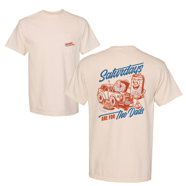Saturdays Are For The Dads Car Guy Pocket Tee-T-Shirts-SAFTB-Ivory-S-Barstool Sports