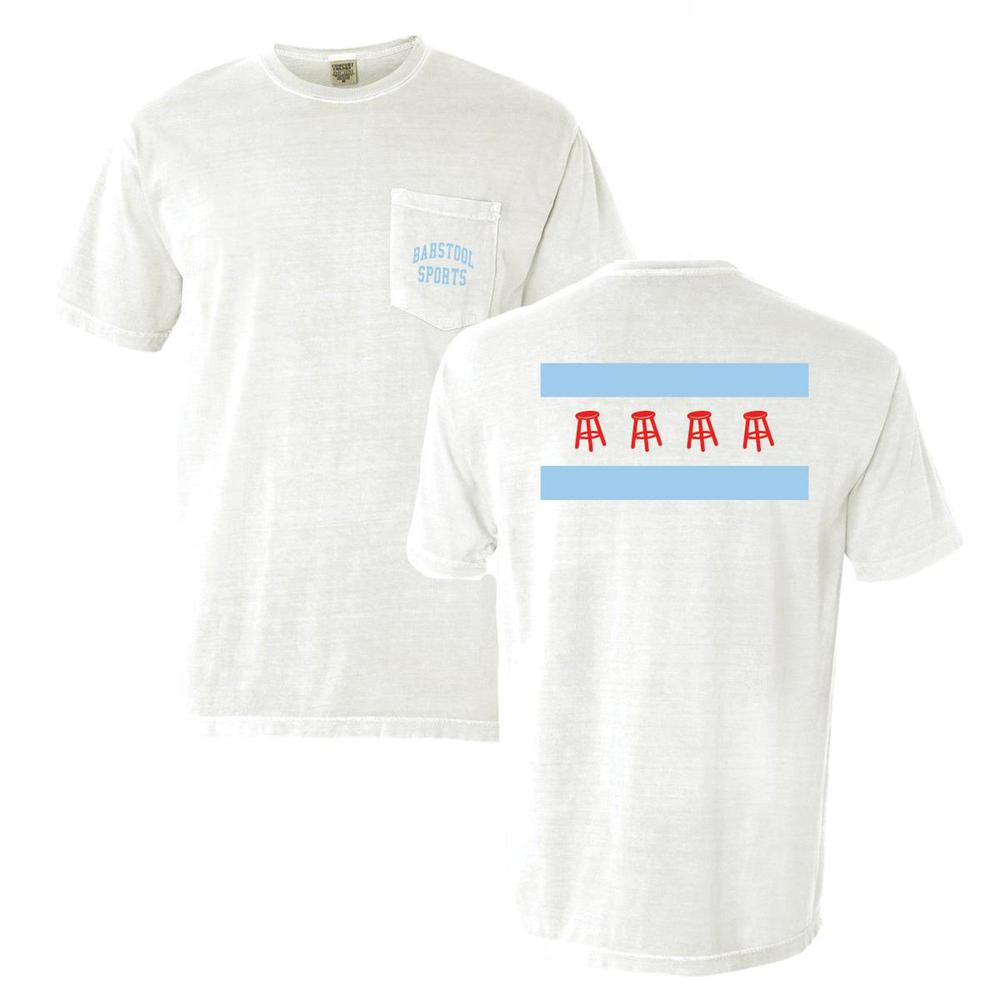 Barstool Sports Chicago Flag Pocket Tee Barstool Chicago Apparel,