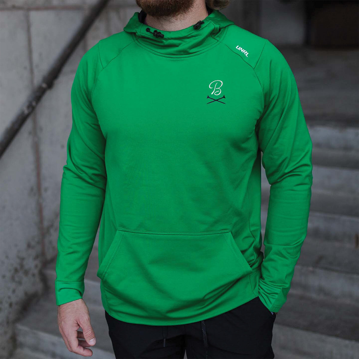 UNRL x Barstool Golf Green Crossover Hoodie II-Hoodies-Fore Play-Green-S-Barstool Sports