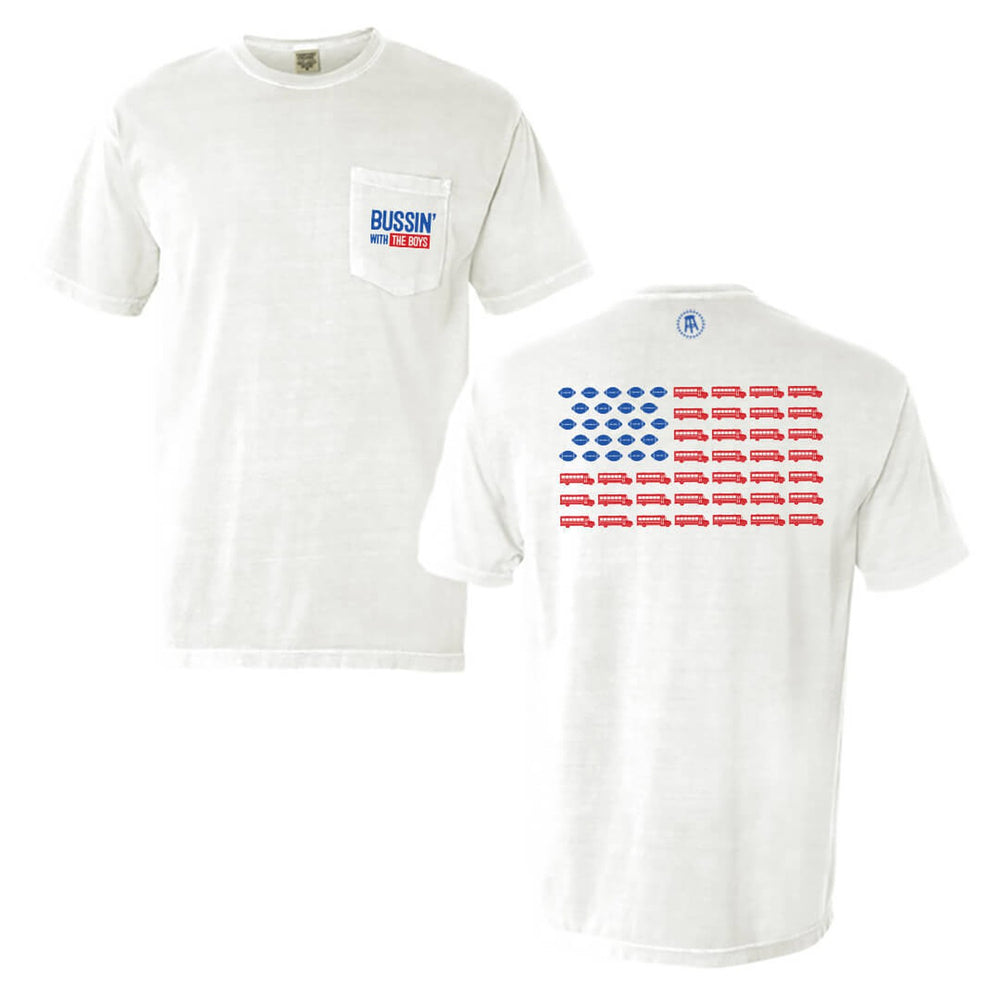 Bussin With The Boys Flag Pocket Tee-T-Shirts-Bussin With The Boys-Barstool Sports