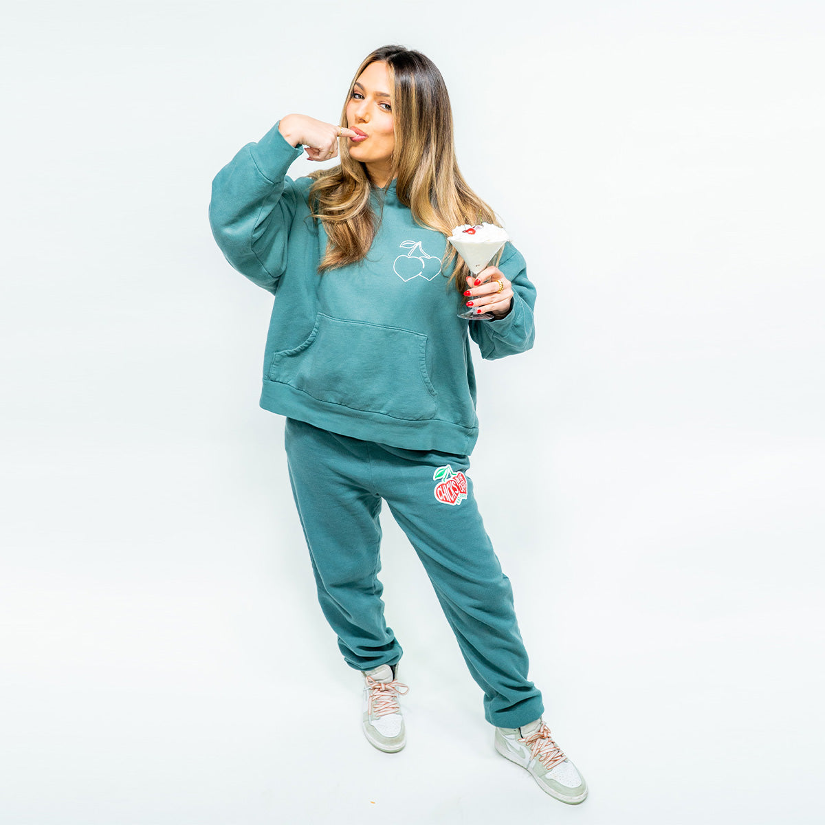 The Ria Cherry Sweatpants-Sweatpants-Chicks in the Office-Barstool Sports