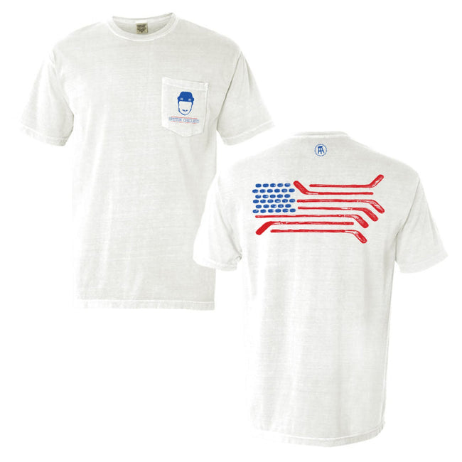 Spittin Chiclets Flag Pocket Tee-T-Shirts-Spittin Chiclets-White-S-Barstool Sports