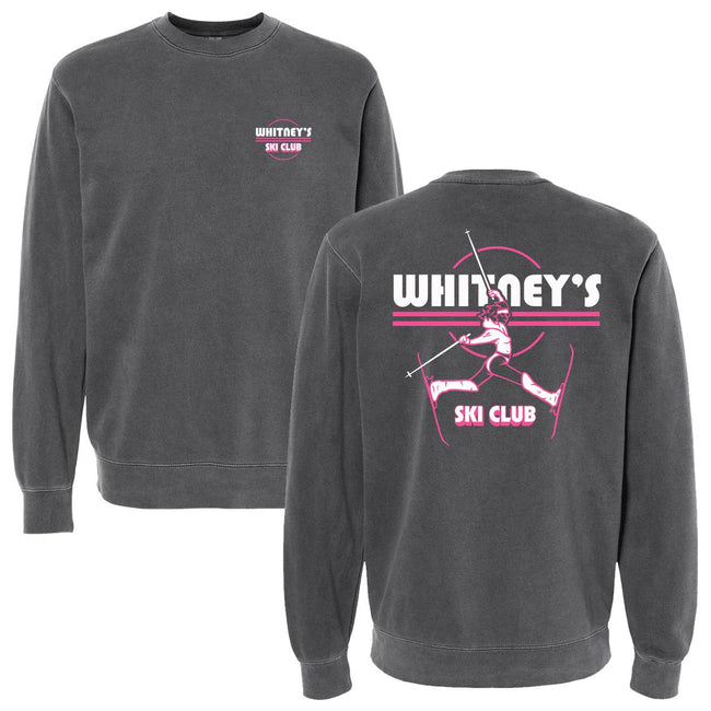 Whitney's Ski Club Crewneck-Crewnecks-Pink Whitney-Charcoal-S-Barstool Sports