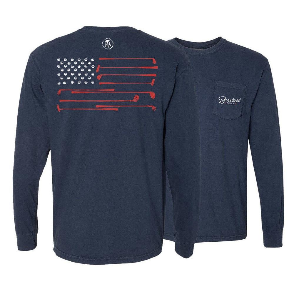 Barstool Golf Flag Long Sleeve Pocket Tee Fore Play Clothing