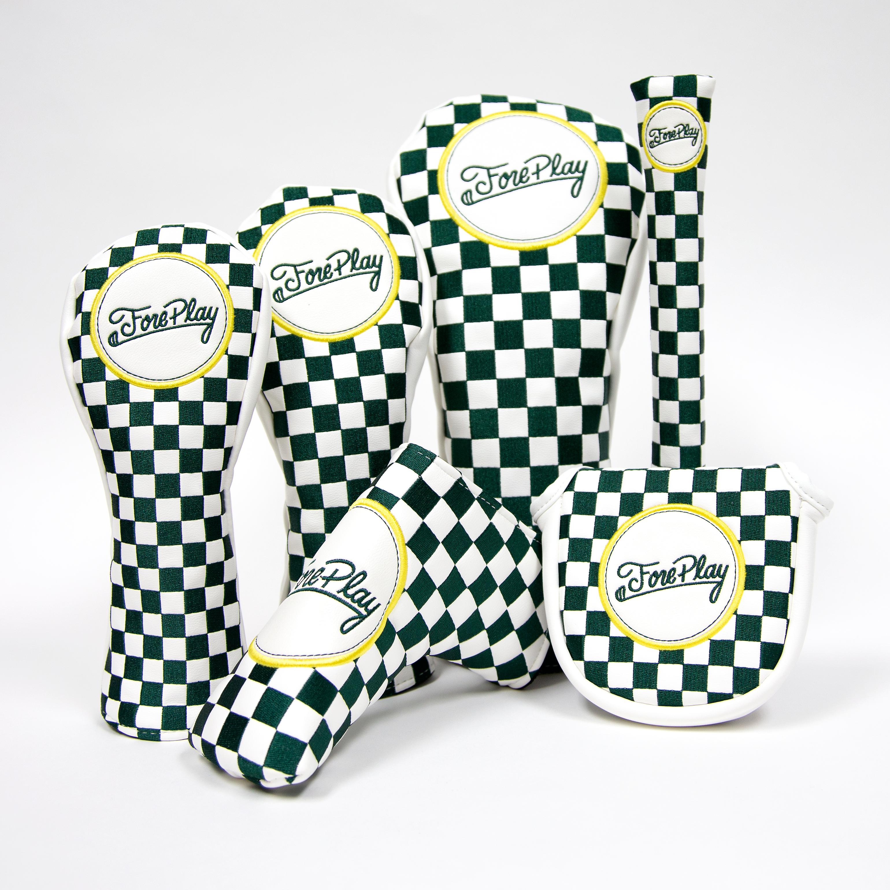 Fore Play Checkered Alignment Stick Cover-Golf Accessories-Fore Play-Green-One Size-Barstool Sports