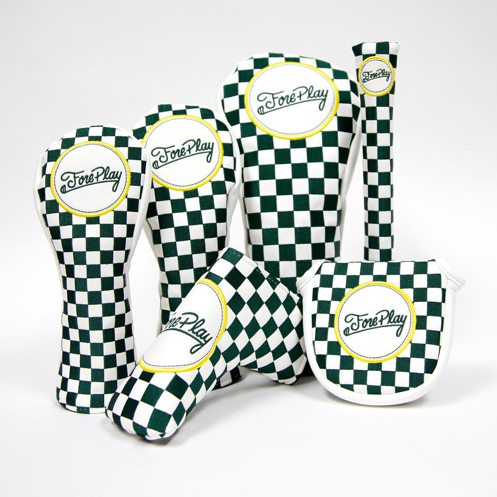Fore Play Checkered Blade Putter Cover-Golf Accessories-Fore Play-Green-One Size-Barstool Sports