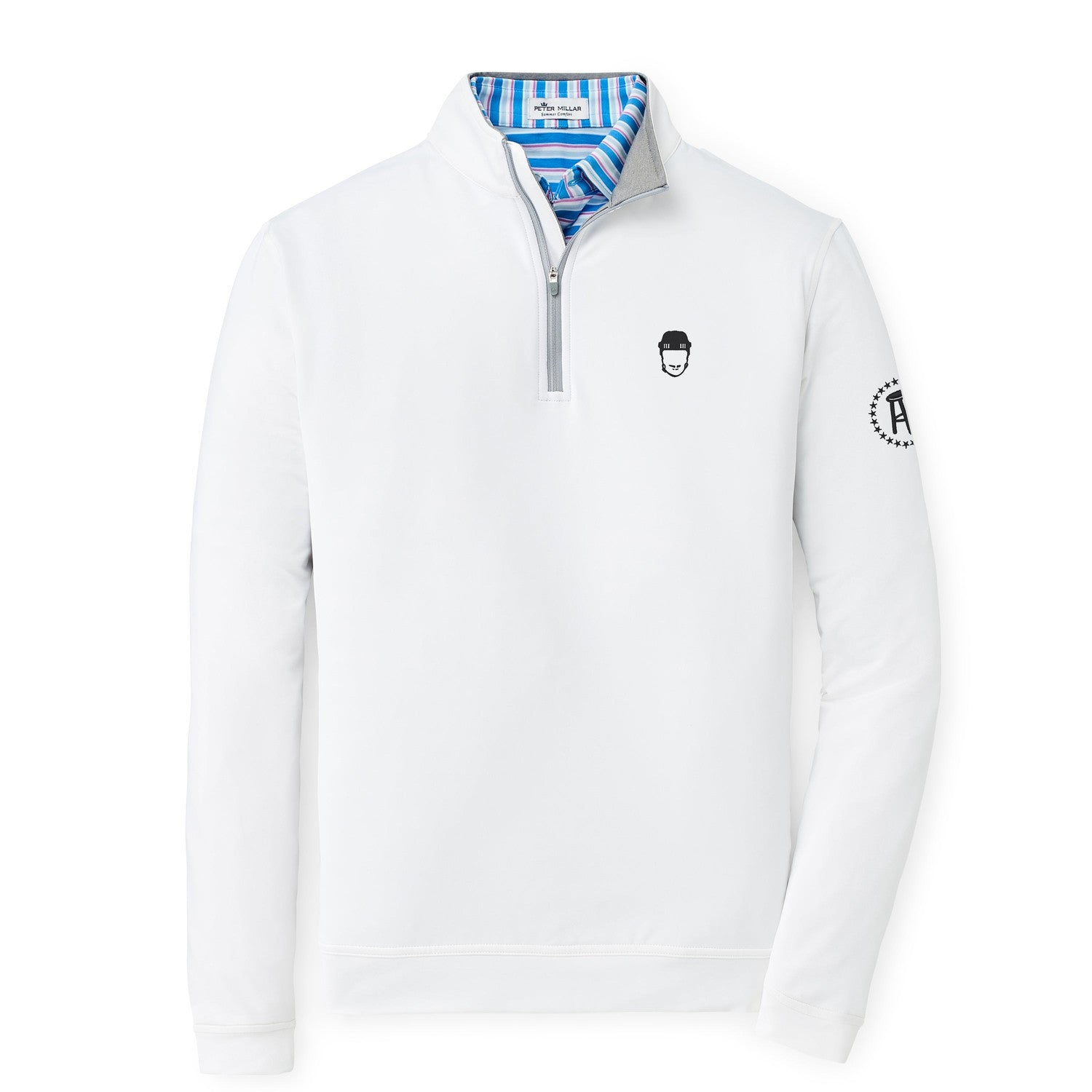 Peter Millar x Spittin Chiclets Perth Stretch Loop Terry Quarter Zip-Pullovers-Spittin Chiclets-White-S-Barstool Sports