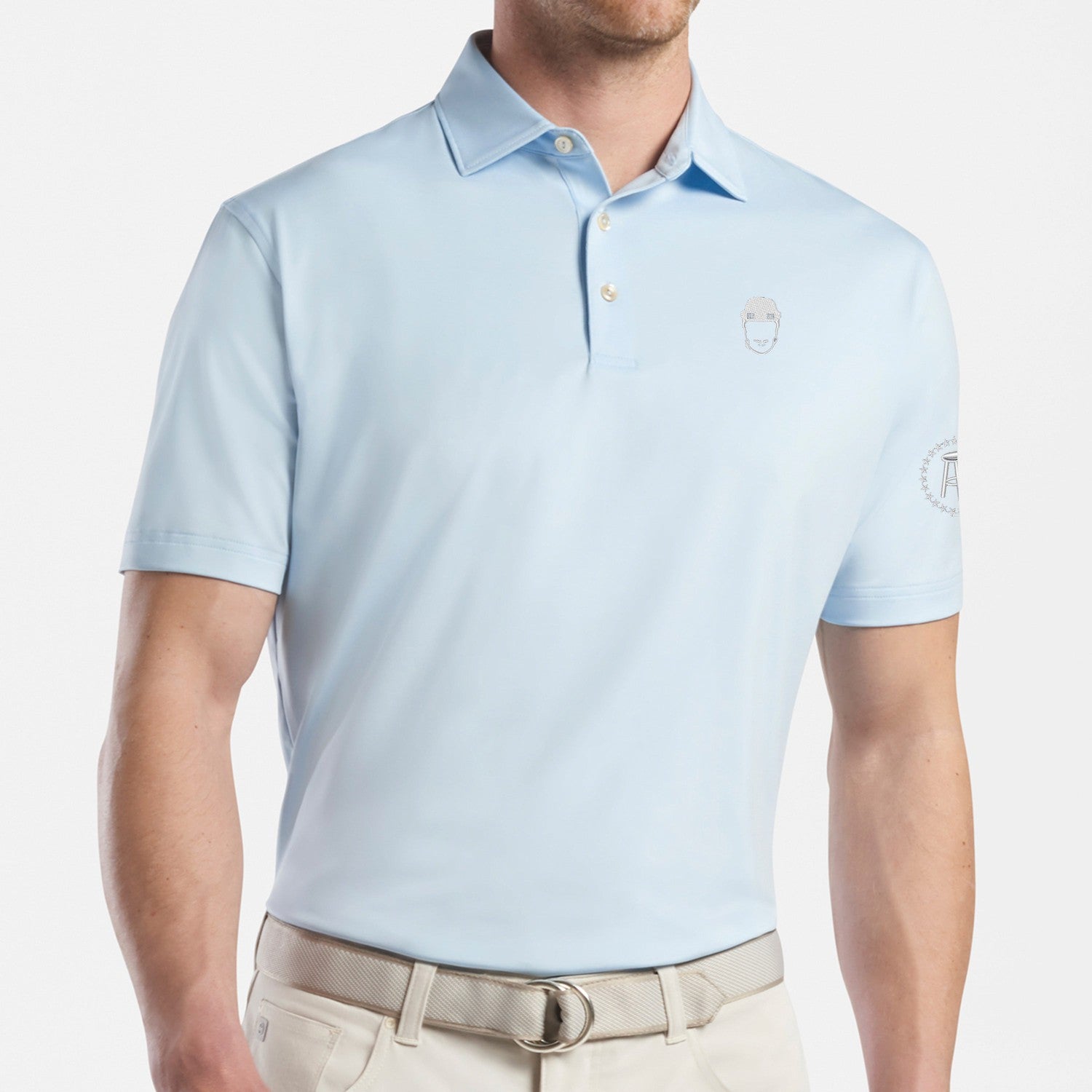 Peter Millar x Spittin Chiclets Solid Performance Polo-Polos-Spittin Chiclets-Light Blue-S-Barstool Sports