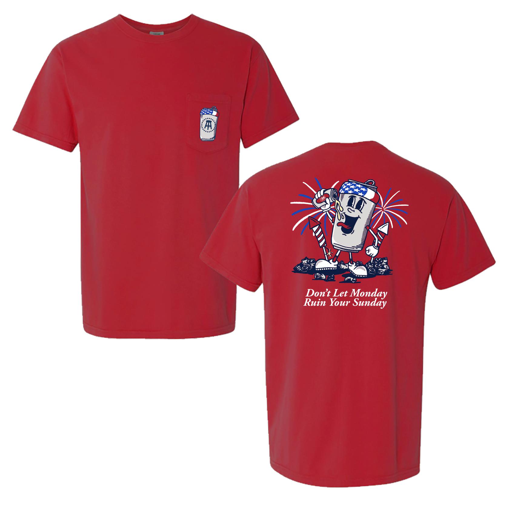 Don't Let Monday Ruin Your Sunday USA Pocket Tee-T-Shirts-Barstool Sports-Red-S-Barstool Sports