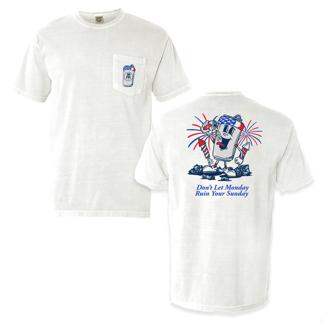Don't Let Monday Ruin Your Sunday USA Pocket Tee-T-Shirts-Barstool Sports-White-S-Barstool Sports