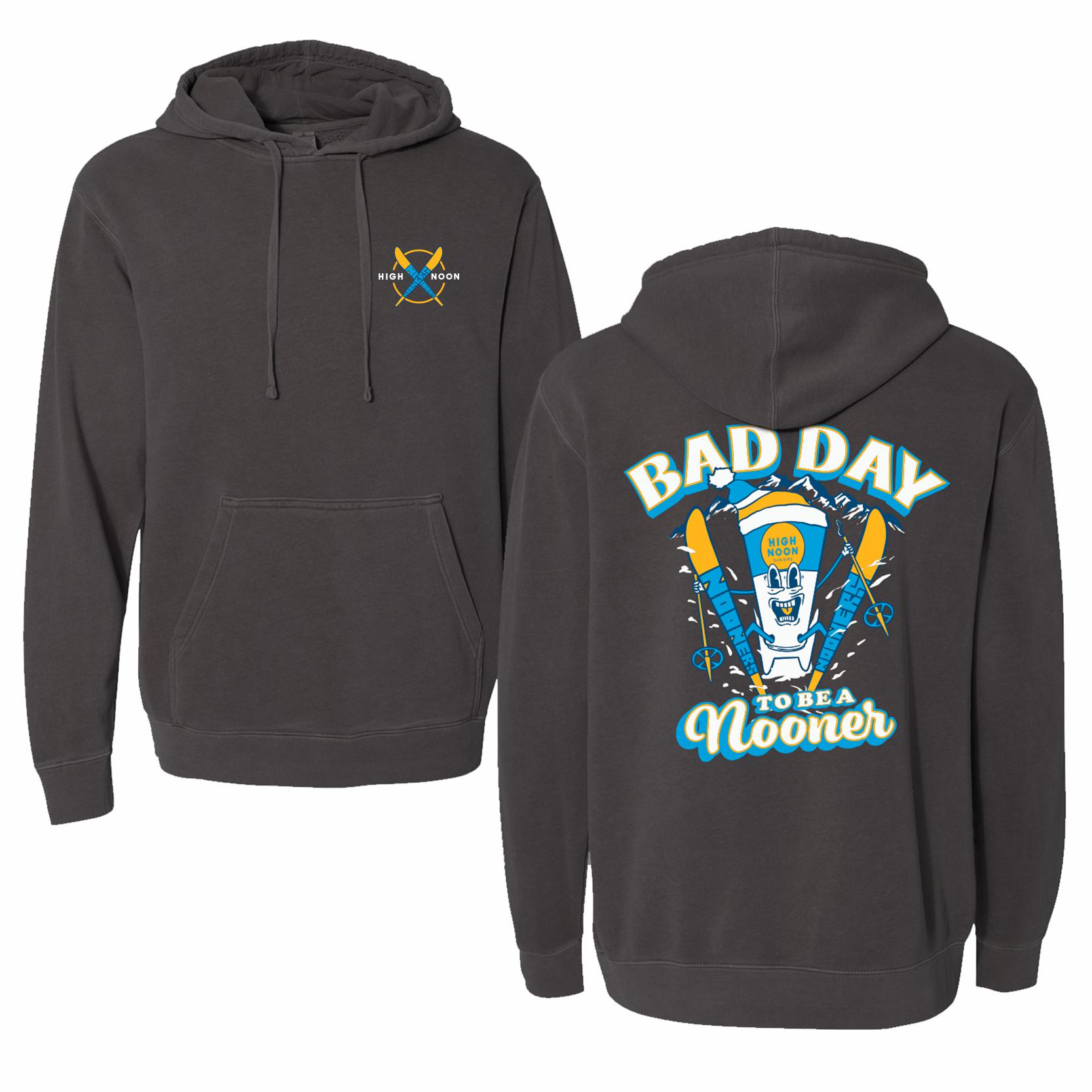Bad Day To Be A Nooner Ski Club Pigment Dyed Hoodie-Hoodies-Nooners-Charcoal-S-Barstool Sports