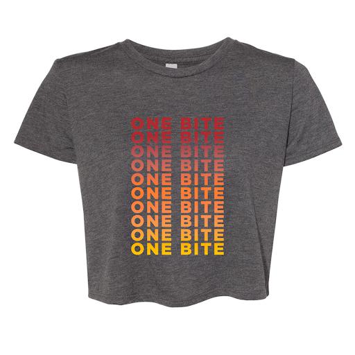 One Bite Gradient Cropped Tee-T-Shirts-One Bite-Charcoal-S-Barstool Sports