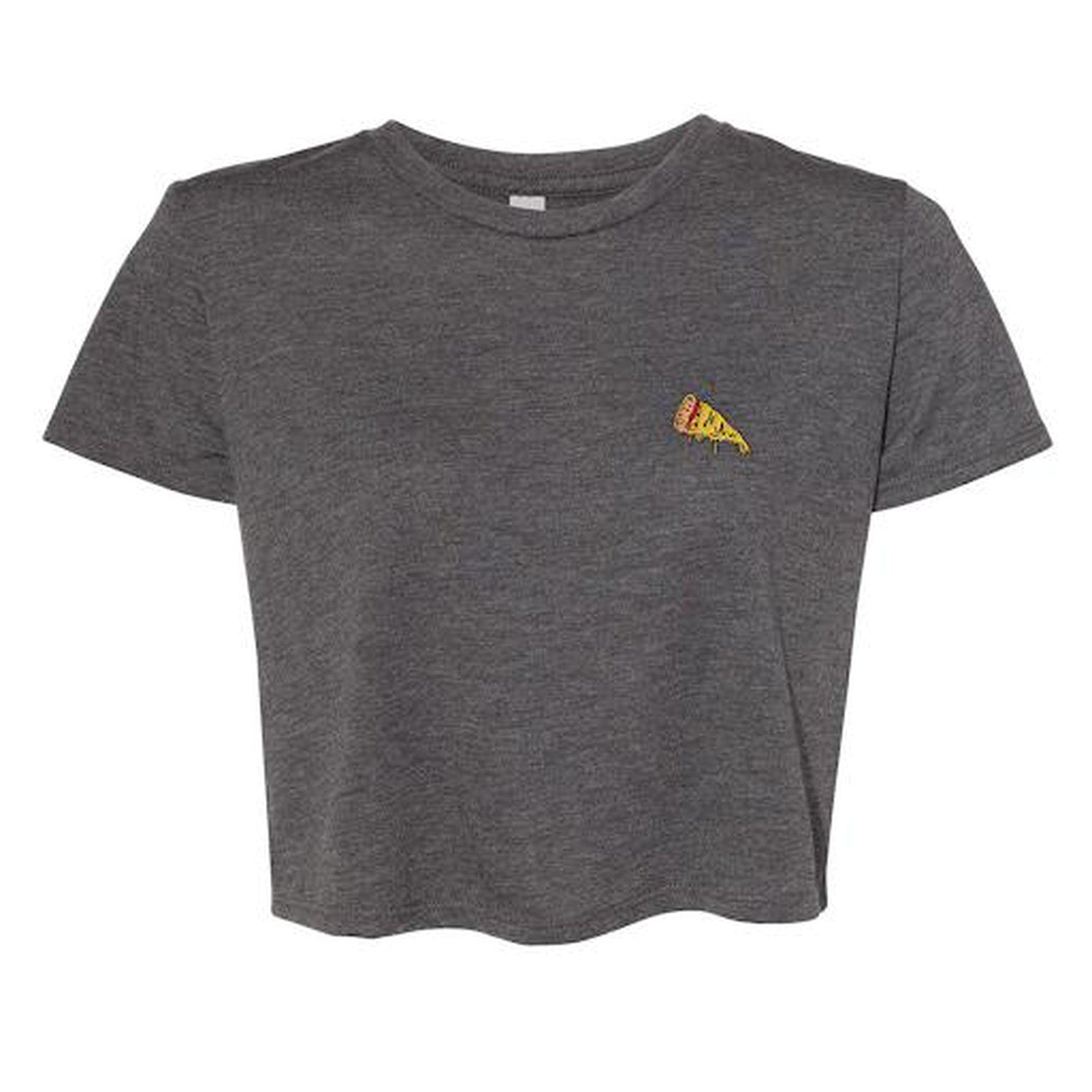 One Bite Pizza Cropped Tee-T-Shirts-One Bite-Charcoal-S-Barstool Sports