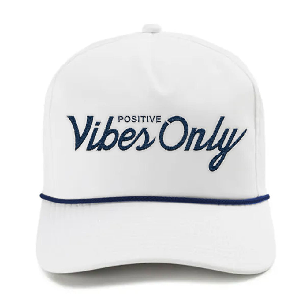 Positive Vibes Only Imperial Rope Hat-Hats-Barstool Sports-White/Navy-One Size-Barstool Sports