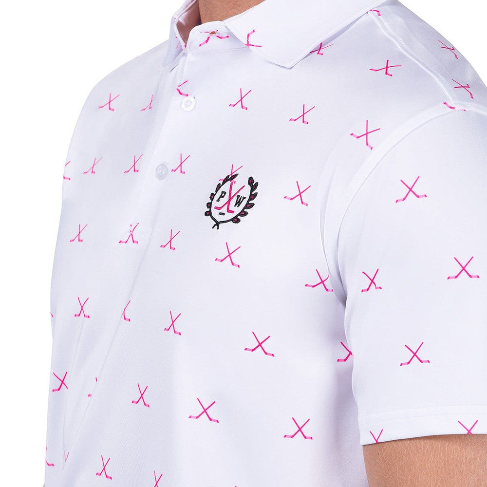Pink Whitney Hockey Stick Printed Polo-Polos-Pink Whitney-Barstool Sports