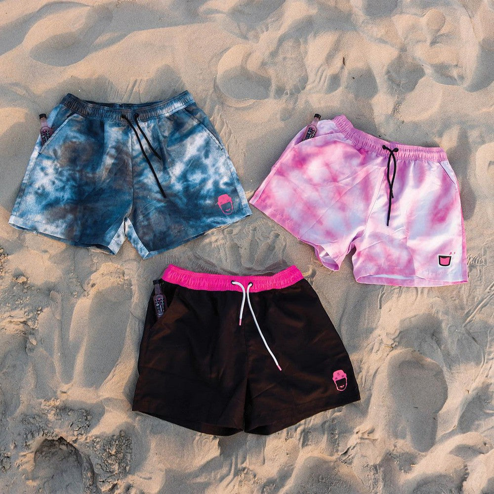 Pink Whitney Black Tie Dye Swim Trunks-Swimwear-Pink Whitney-Barstool Sports