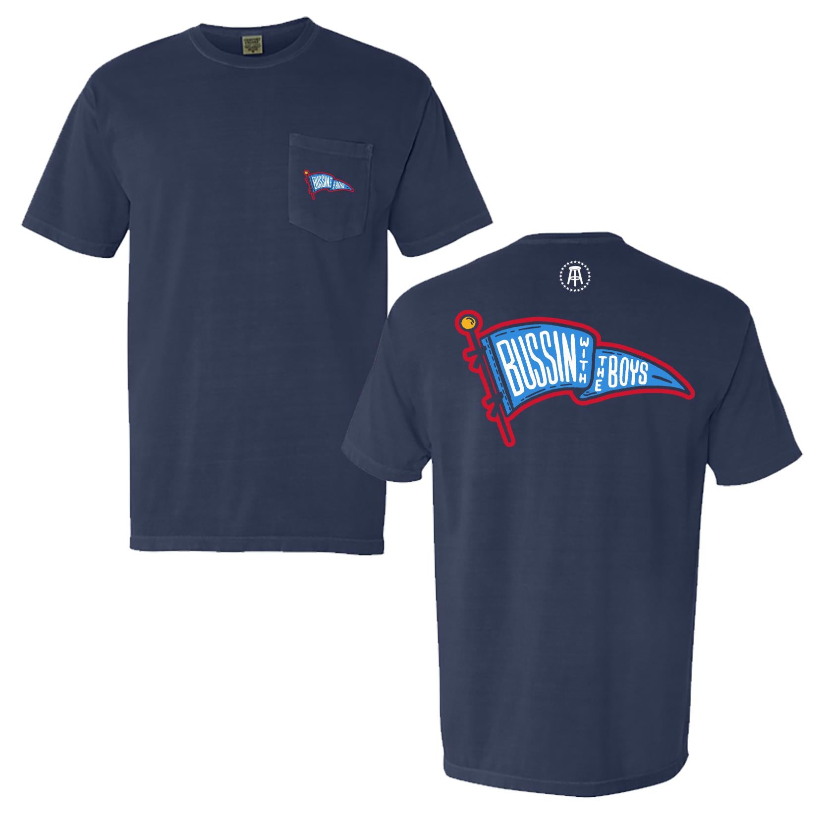 Bussin With The Boys Pennant Pocket Tee-T-Shirts-Bussin With The Boys-Navy-S-Barstool Sports