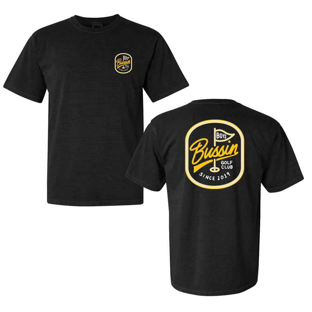 Bussin Golf Club Pin Flag Tee-T-Shirts-Bussin With The Boys-Black-S-Barstool Sports