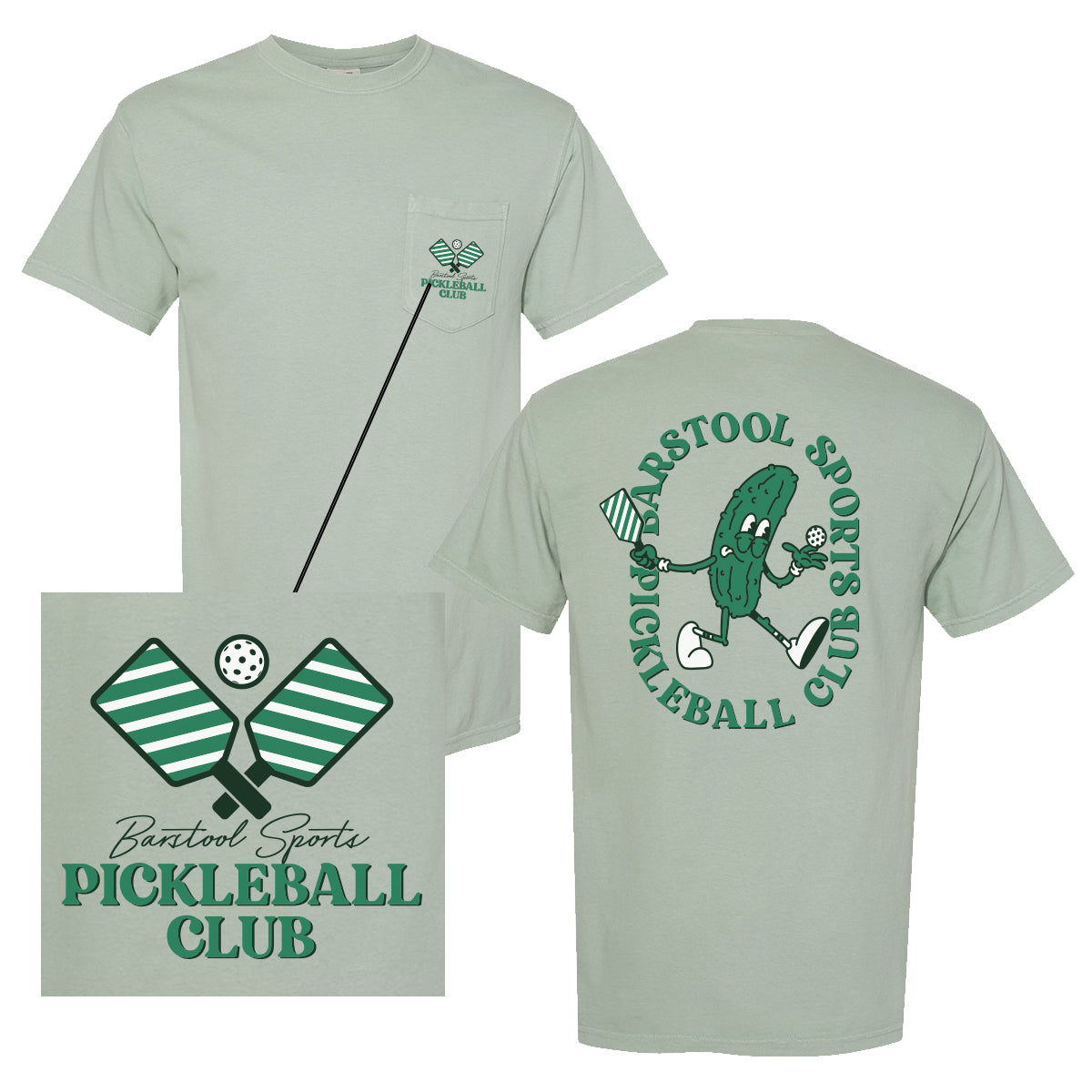 Barstool Pickleball Club Pocket Tee-T-Shirts-Fore Play-Green-S-Barstool Sports