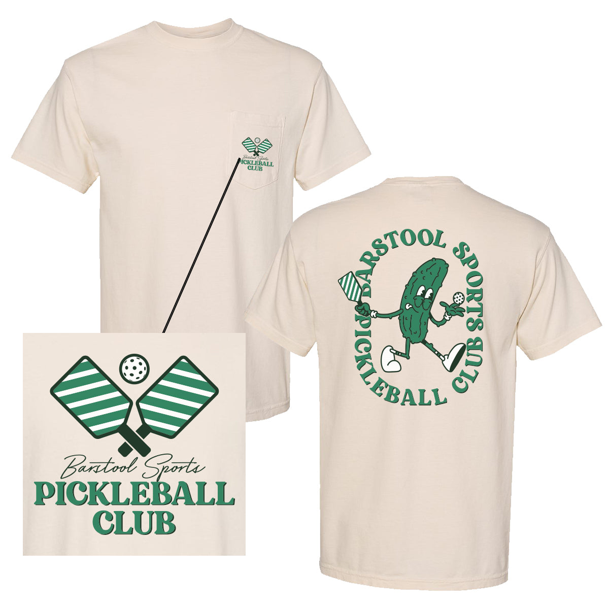 Barstool Pickleball Club Pocket Tee-T-Shirts-Fore Play-Ivory-S-Barstool Sports