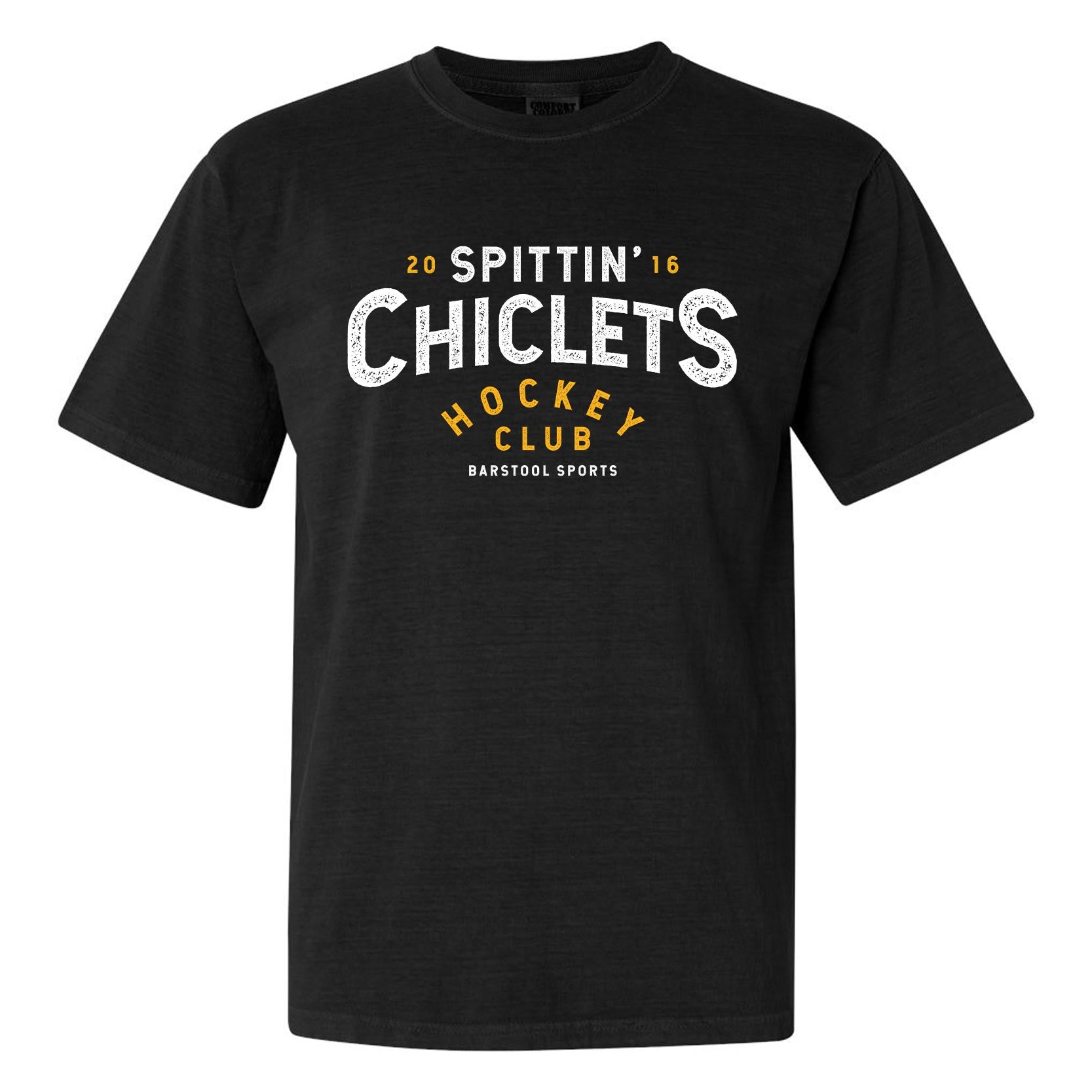 Spittin' Chiclets Hockey Club Tee-T-Shirts-Spittin Chiclets-Black-S-Barstool Sports