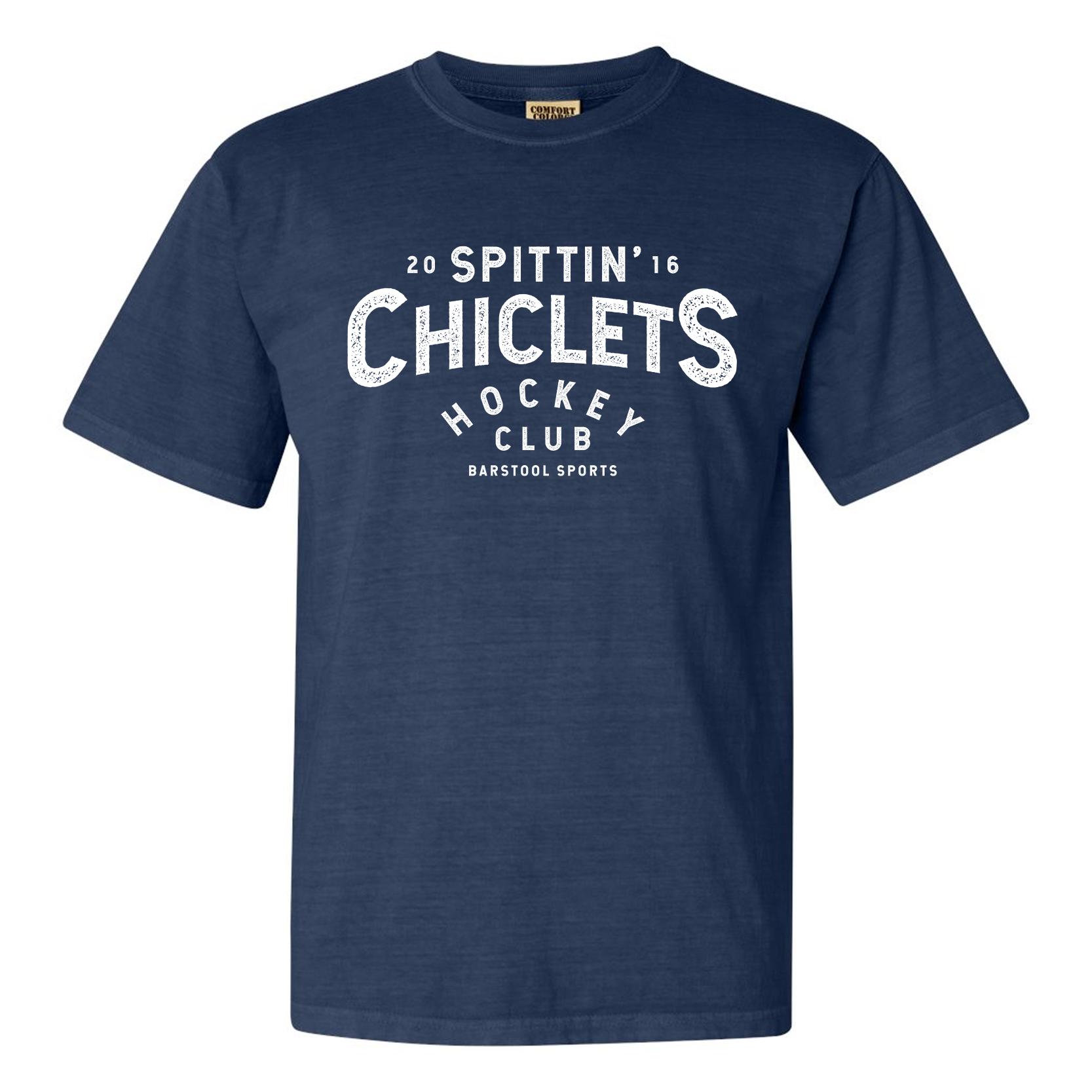 Spittin' Chiclets Hockey Club Tee-T-Shirts-Spittin Chiclets-Navy-S-Barstool Sports