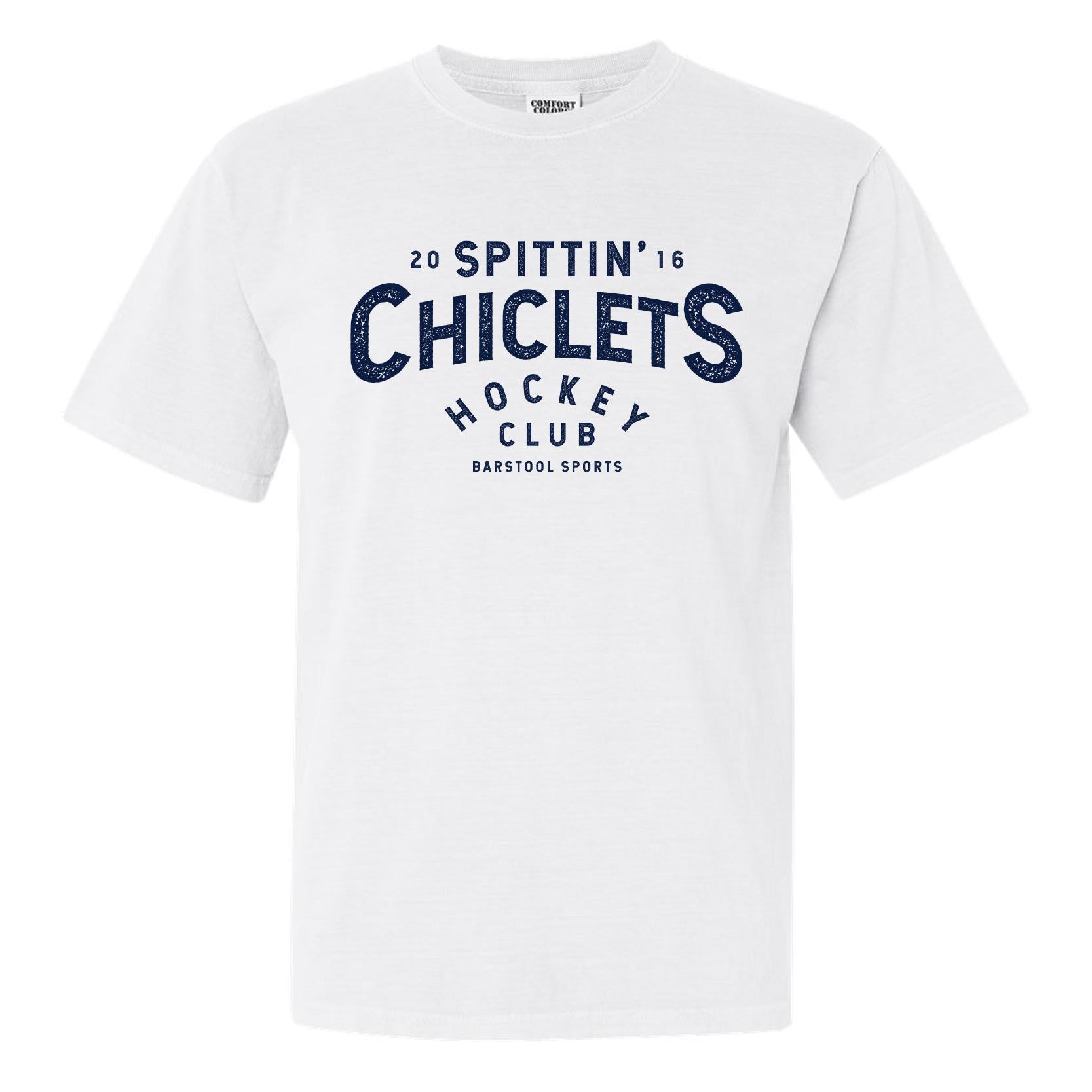 Spittin' Chiclets Hockey Club Tee-T-Shirts-Spittin Chiclets-White-S-Barstool Sports