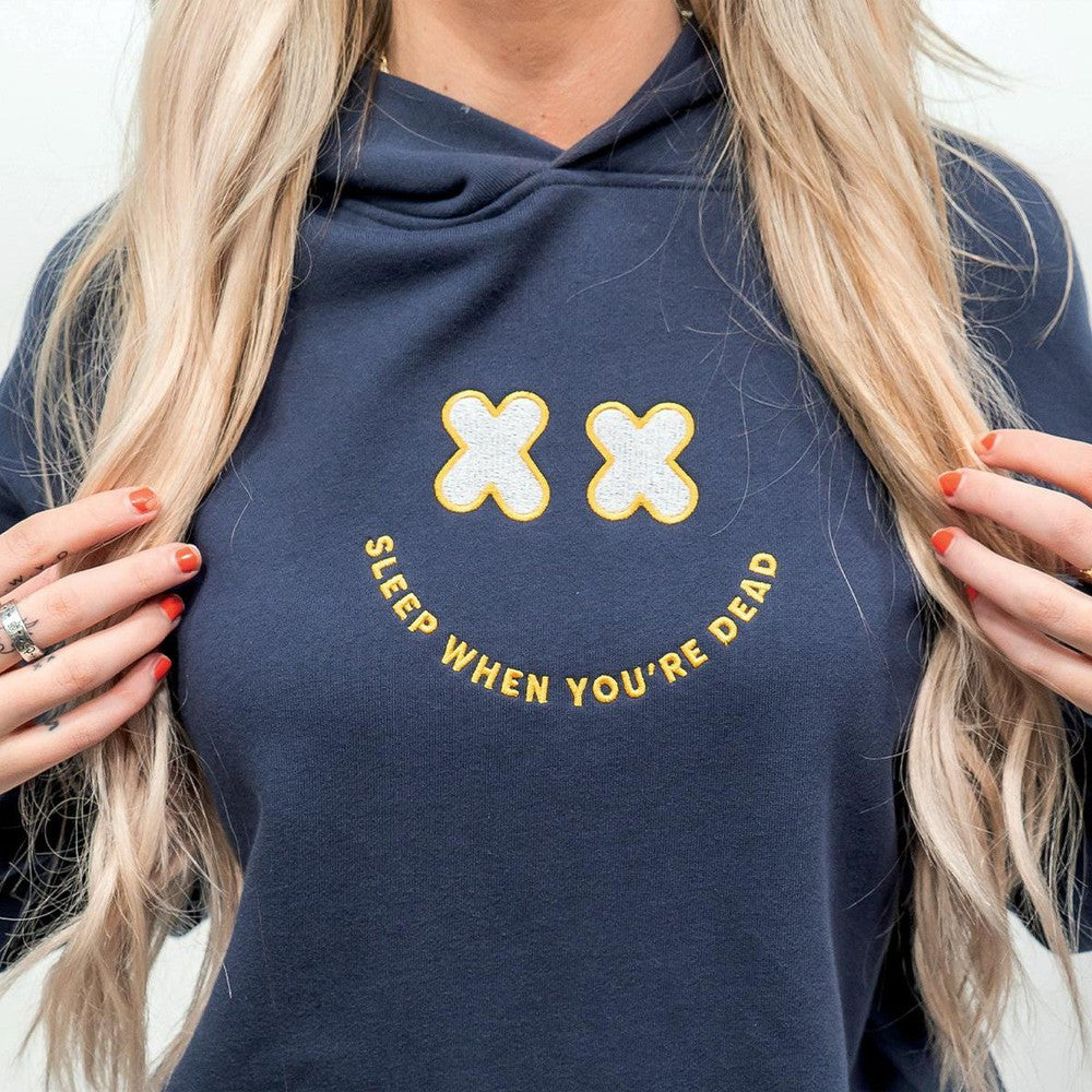 Sleep When You're Dead Smiley Hoodie-Hoodies & Sweatshirts-PlanBri Uncut-Barstool Sports