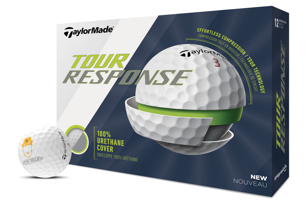 TaylorMade x Spittin Chiclets Tour Response Golf Balls - Set of 1 Dozen-Golf Balls-Spittin Chiclets-White-One Size-Barstool Sports