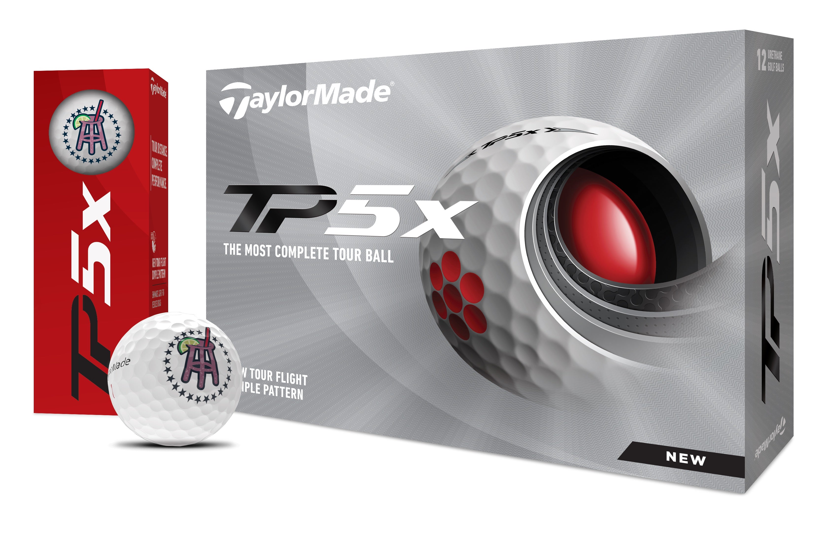 TaylorMade x Transfusion TP5x Golf Balls (Set of 1 Dozen)-Golf Balls-Fore Play-White-One Size-Barstool Sports