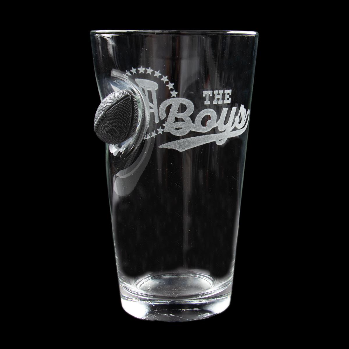 Bussin With The Boys x BenShot Football Pint Glass-Drinkware-Bussin With The Boys-Barstool Sports