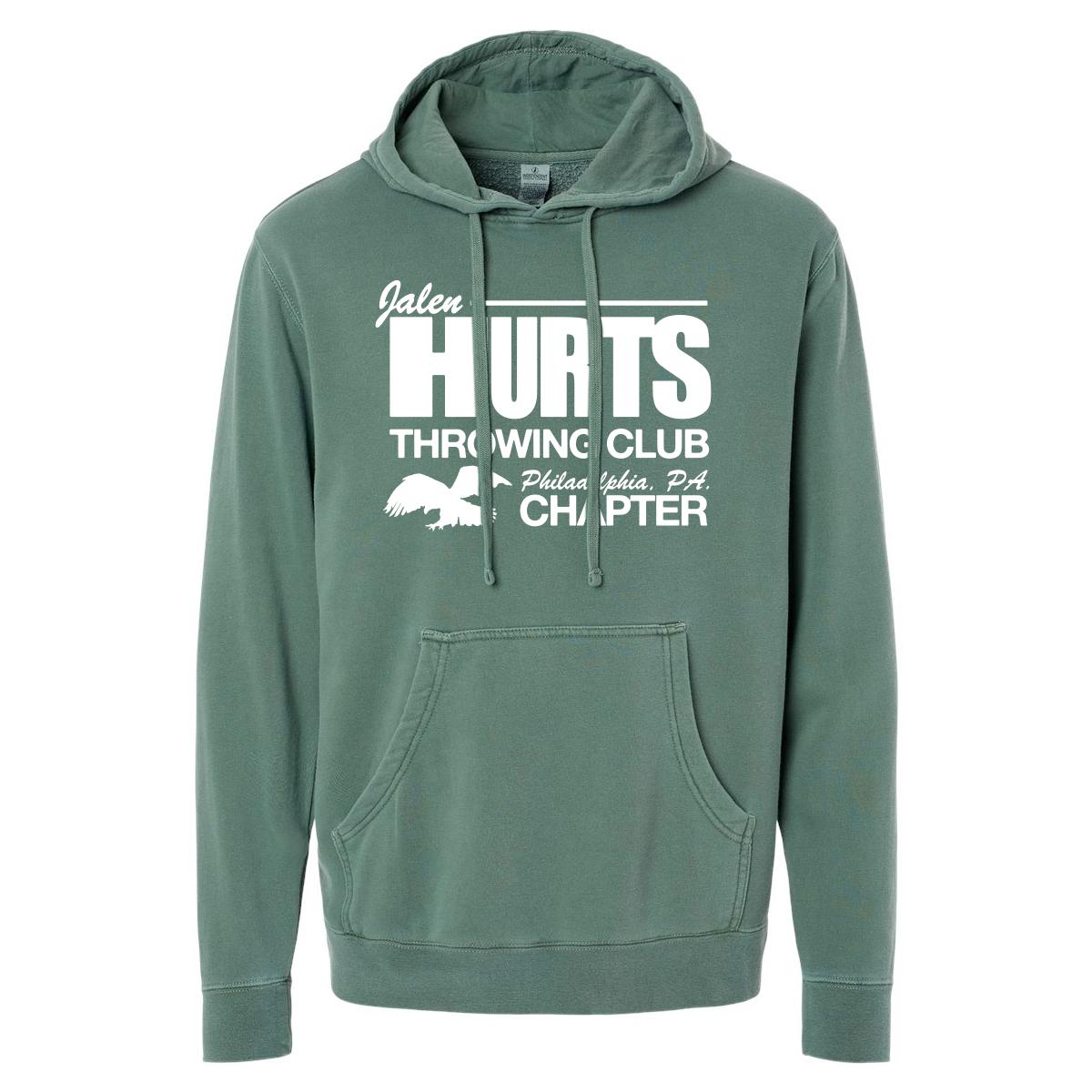 Hurts Throwing Club Pigment Dyed Hoodie-Hoodies & Sweatshirts-Barstool Sports-Green-S-Barstool Sports