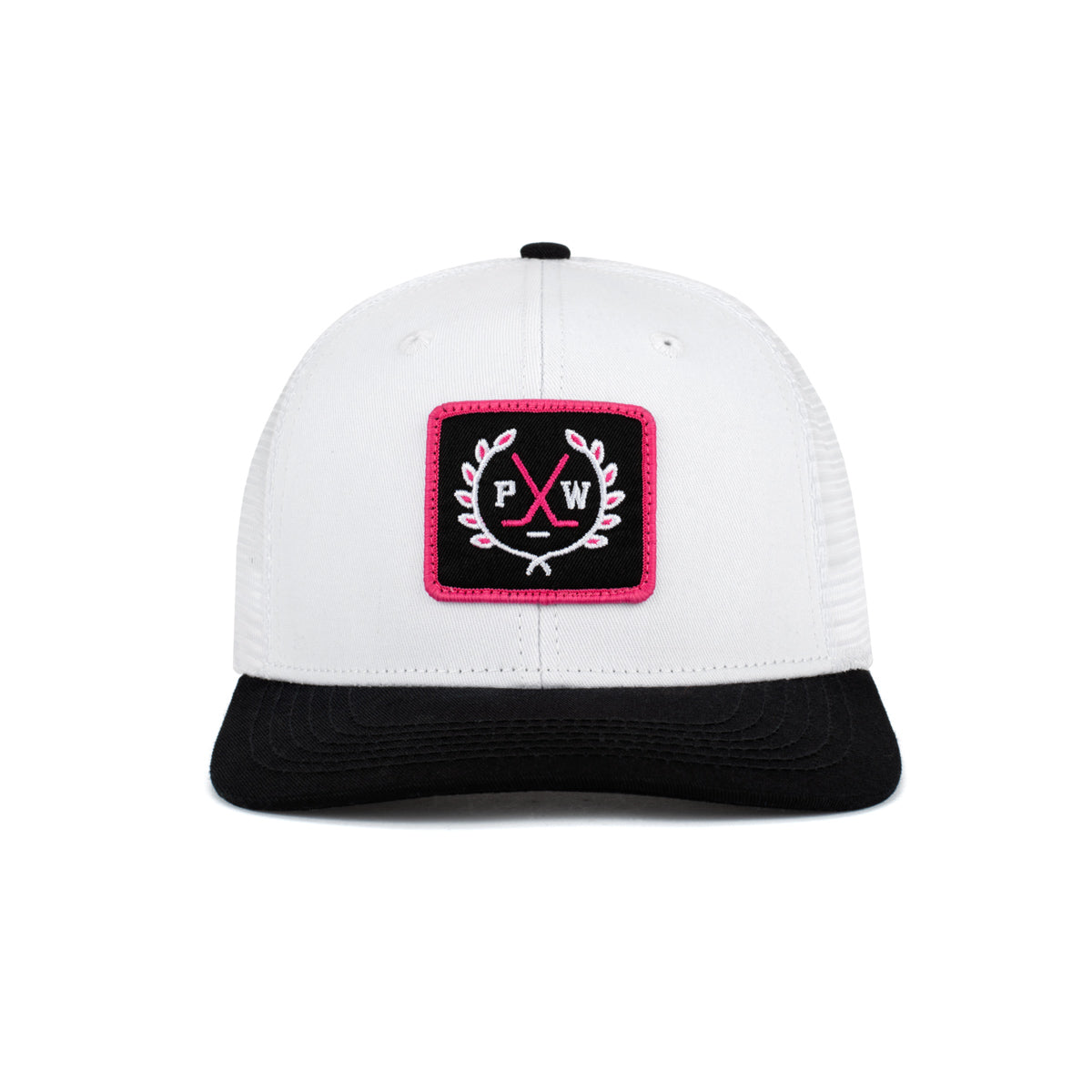 Pink Whitney Crest Patch Trucker Hat-Hats-Pink Whitney-White-One Size-Barstool Sports