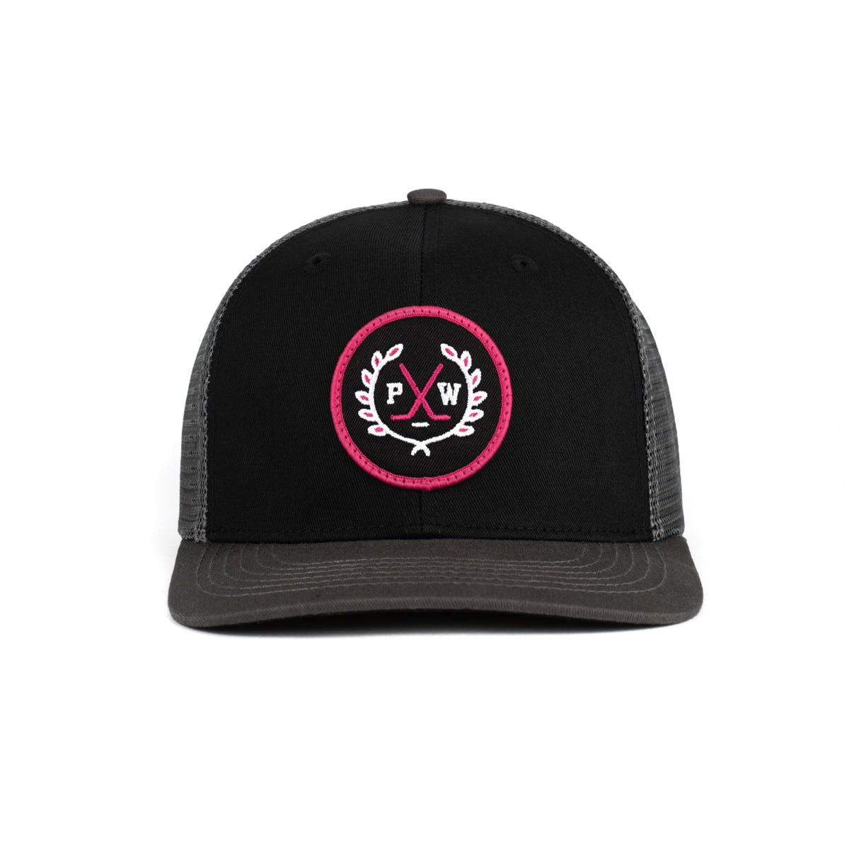 Pink Whitney Crest Patch Trucker Hat-Hats-Pink Whitney-Black-One Size-Barstool Sports