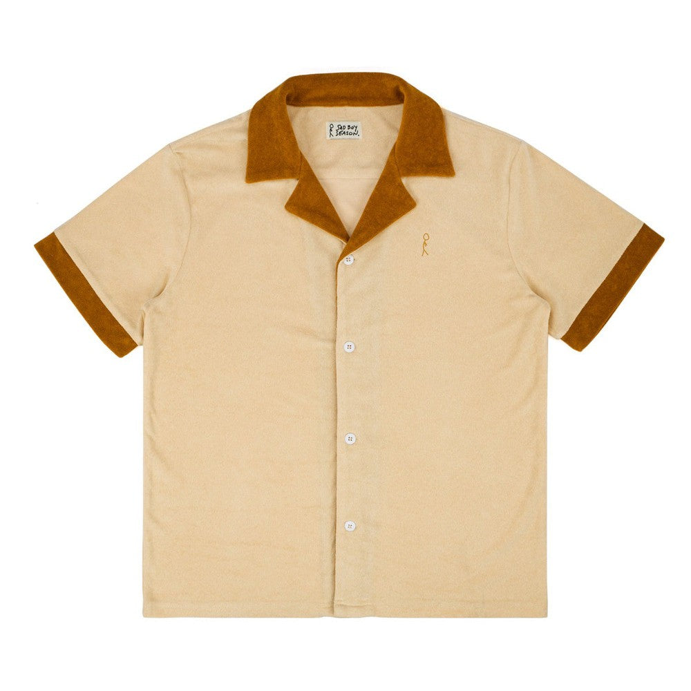 Sad Boy Season Terry Button Up Shirt-T-Shirts-KFC Radio-Tan-S-Barstool Sports