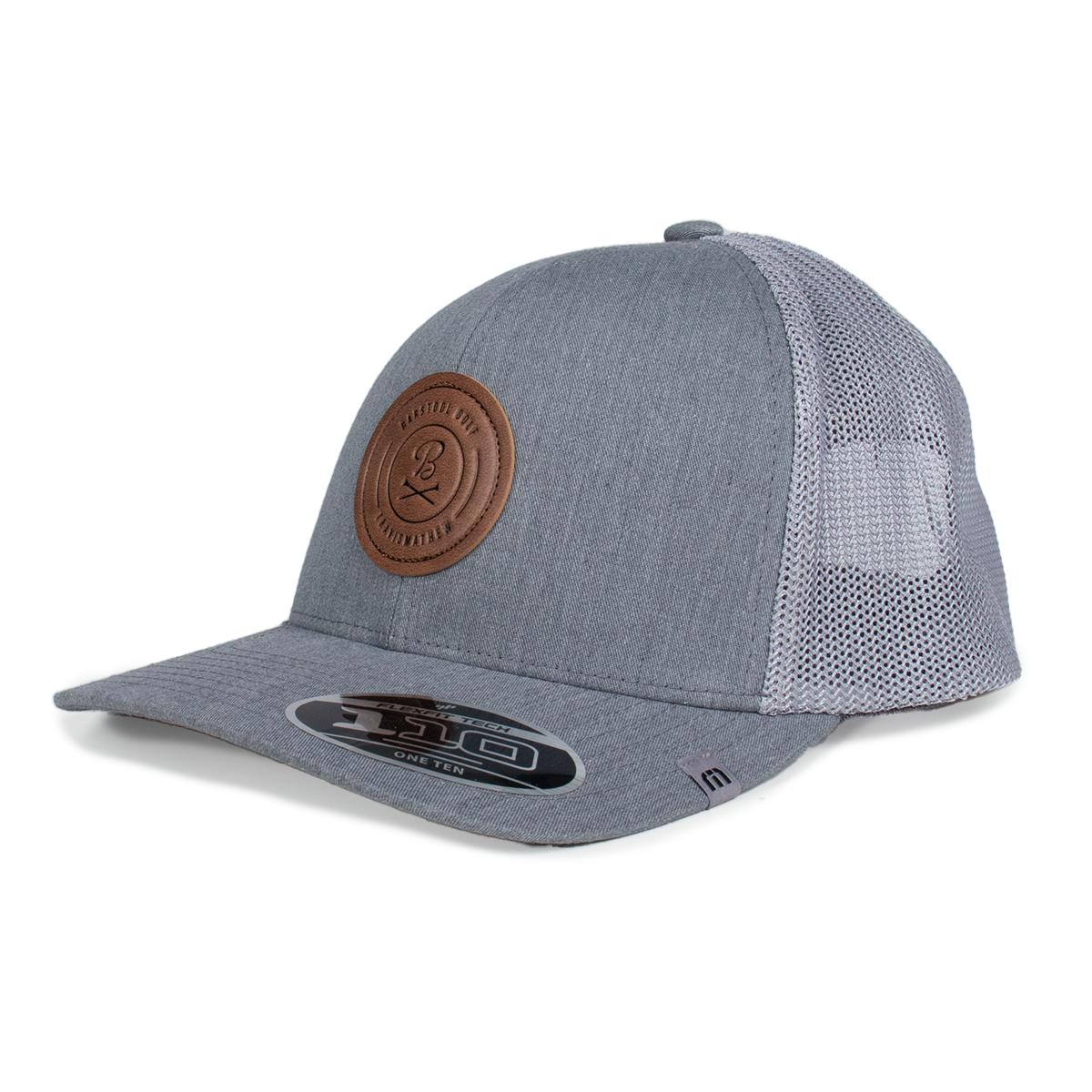 TravisMathew x Barstool Golf Leather Patch Hat-Hats-Fore Play-Grey-Barstool Sports