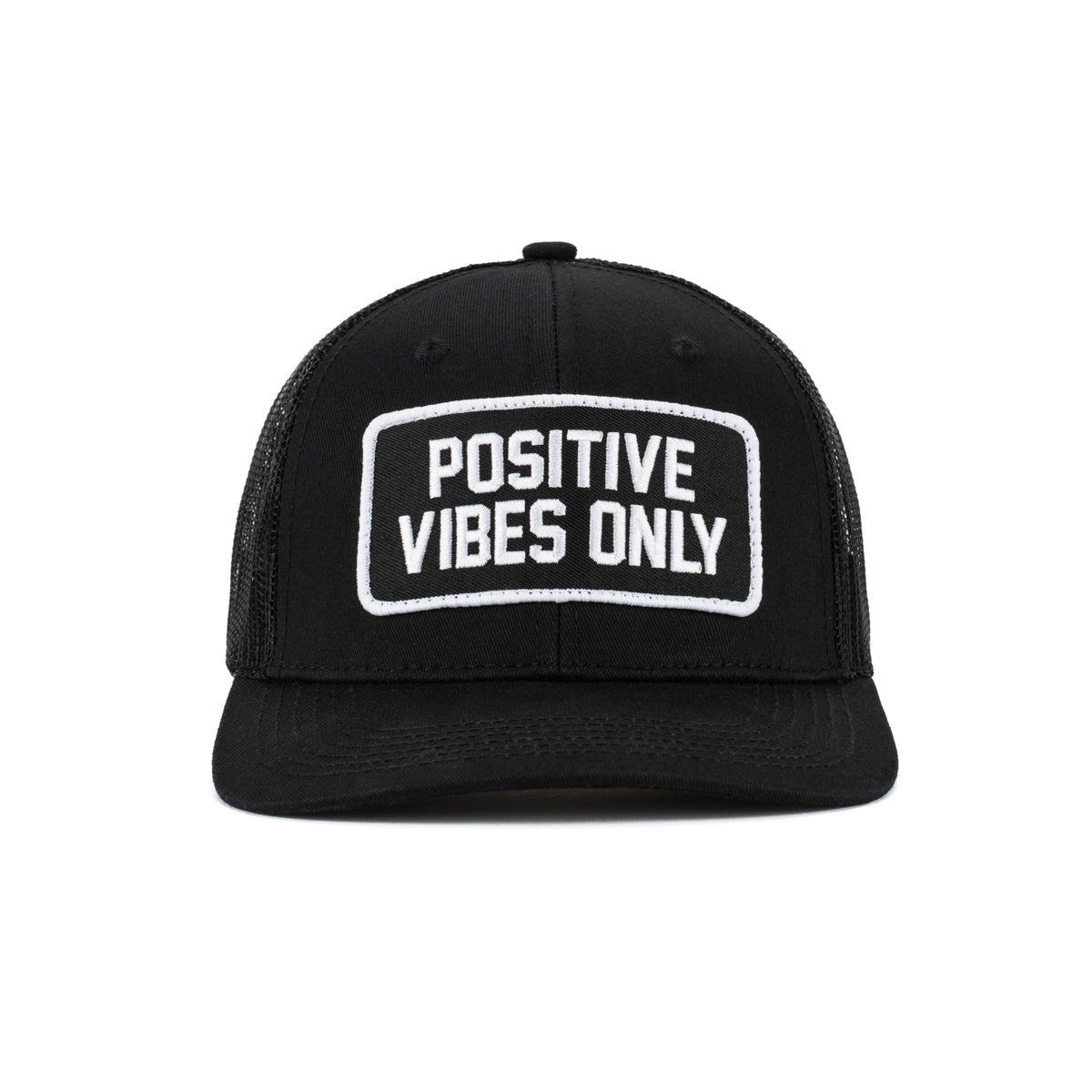 Positive Vibes Only Patch Trucker Hat-Hats-Barstool Sports-Black-One Size-Barstool Sports