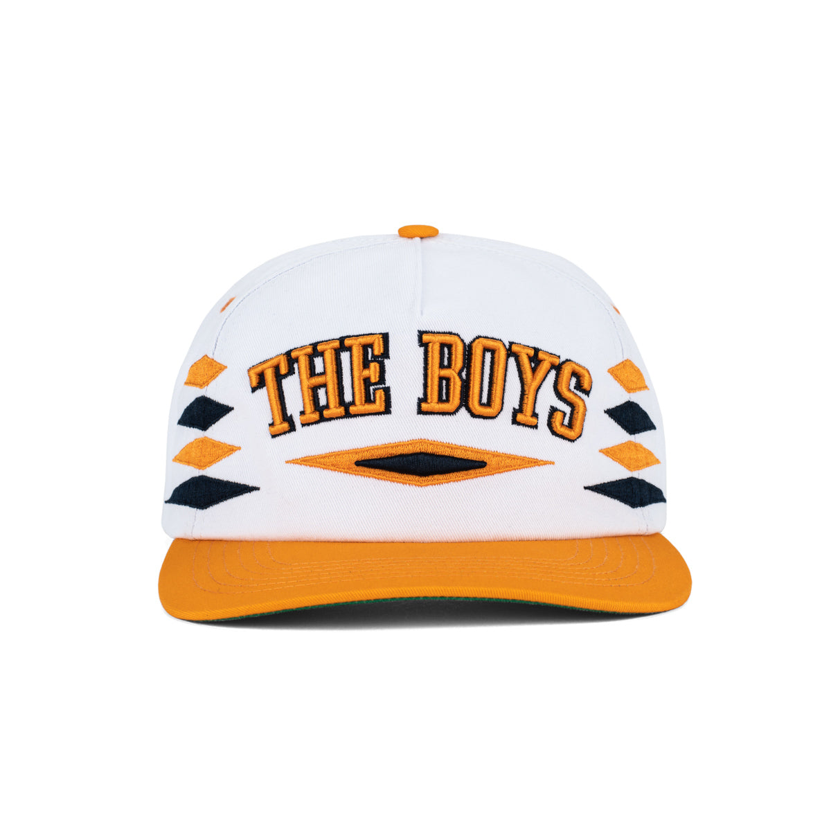 The Boys Diamond Retro Hat-Hats-Bussin With The Boys-White/Orange-Barstool Sports