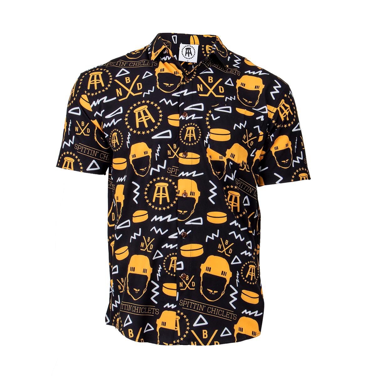 Tropical Bros x Spittin Chiclets Hawaiian Shirt-T-Shirts-Spittin Chiclets-Black-S-Barstool Sports