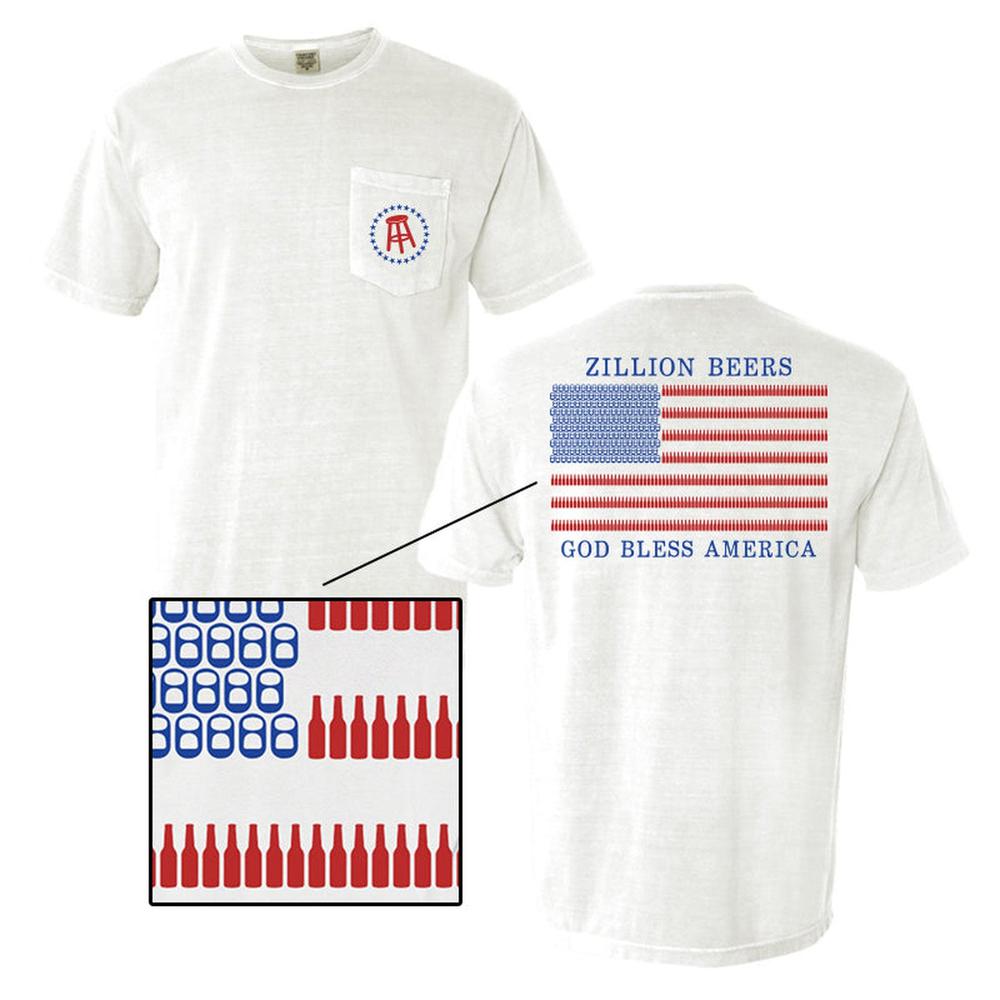 Zillion Beers America Pocket Tee-T-Shirts-Barstool Sports-White-S-Barstool Sports