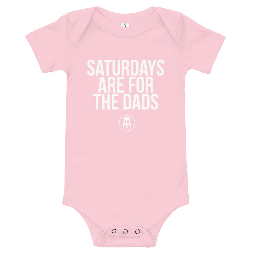 Saturdays Are For The Dads Onesie-Kids Apparel-SAFTB-Pink-3-6m-Barstool Sports