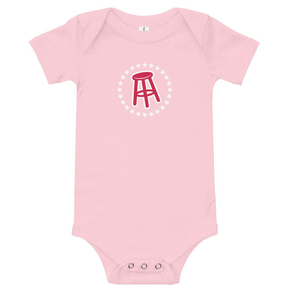 Barstool Logo Onesie-Kids Apparel-Barstool Sports-Pink-3-6m-Barstool Sports