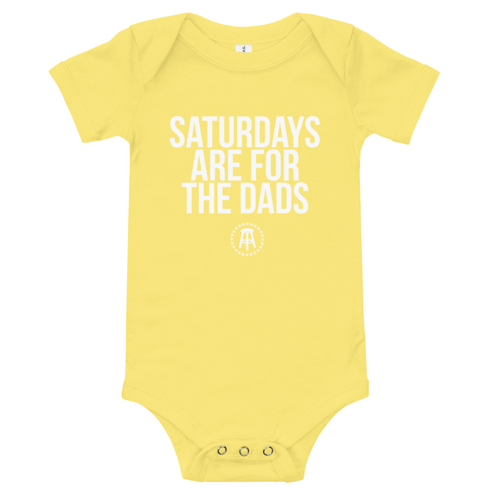 Saturdays Are For The Dads Onesie-Kids Apparel-SAFTB-Yellow-3-6m-Barstool Sports