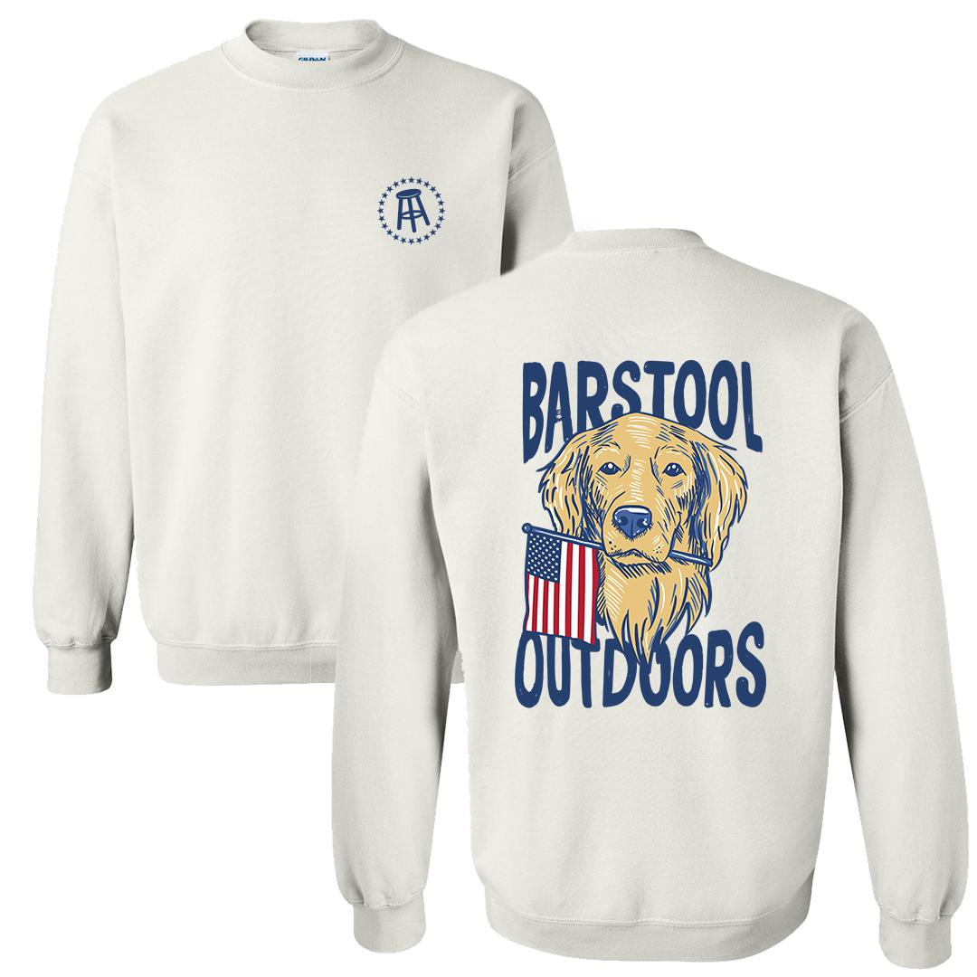 Barstool Outdoors Dog USA Crewneck-Crewnecks-Barstool Outdoors-White-S-Barstool Sports