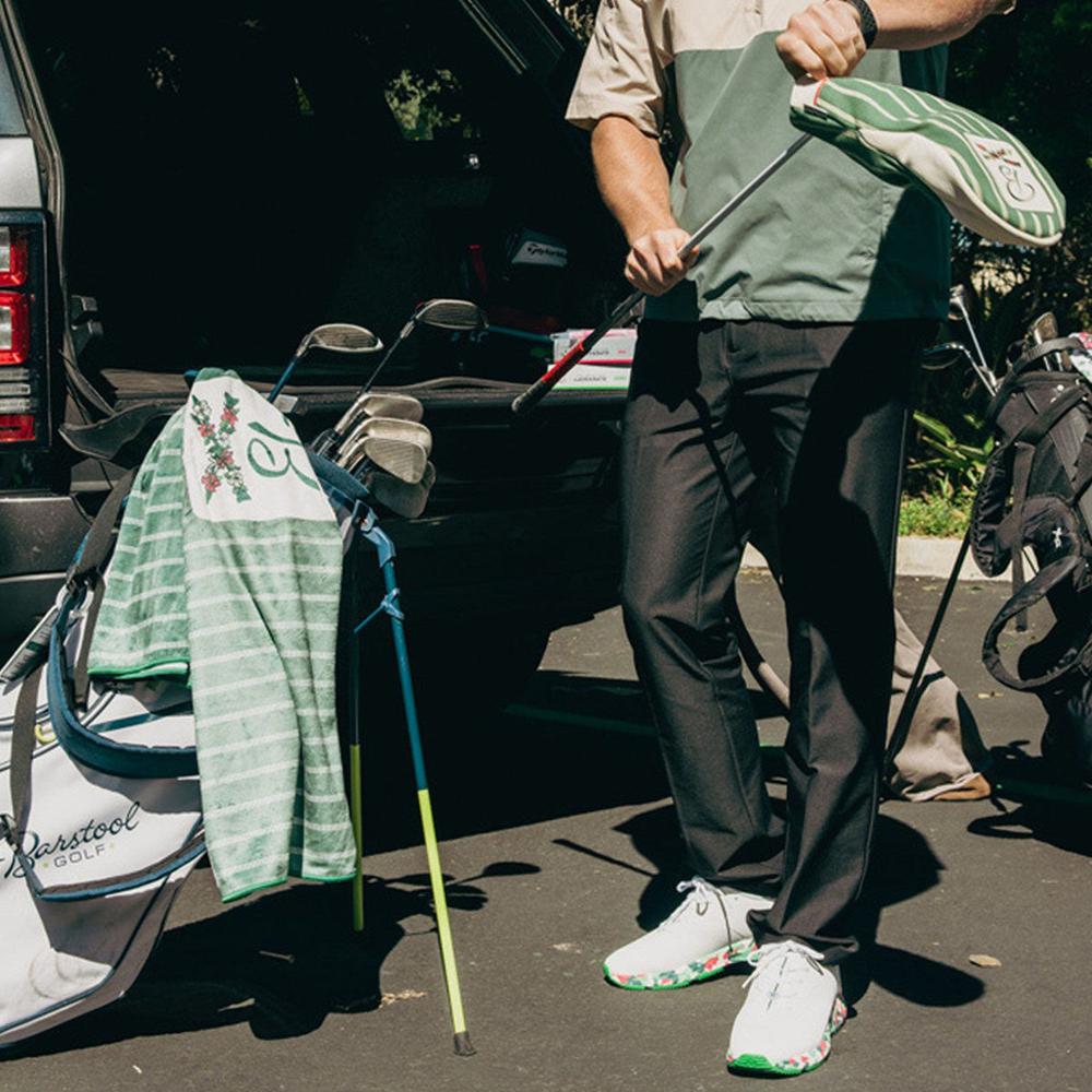 Barstool Golf Striped Flowers Golf Towel Fore Play Golf Accessories