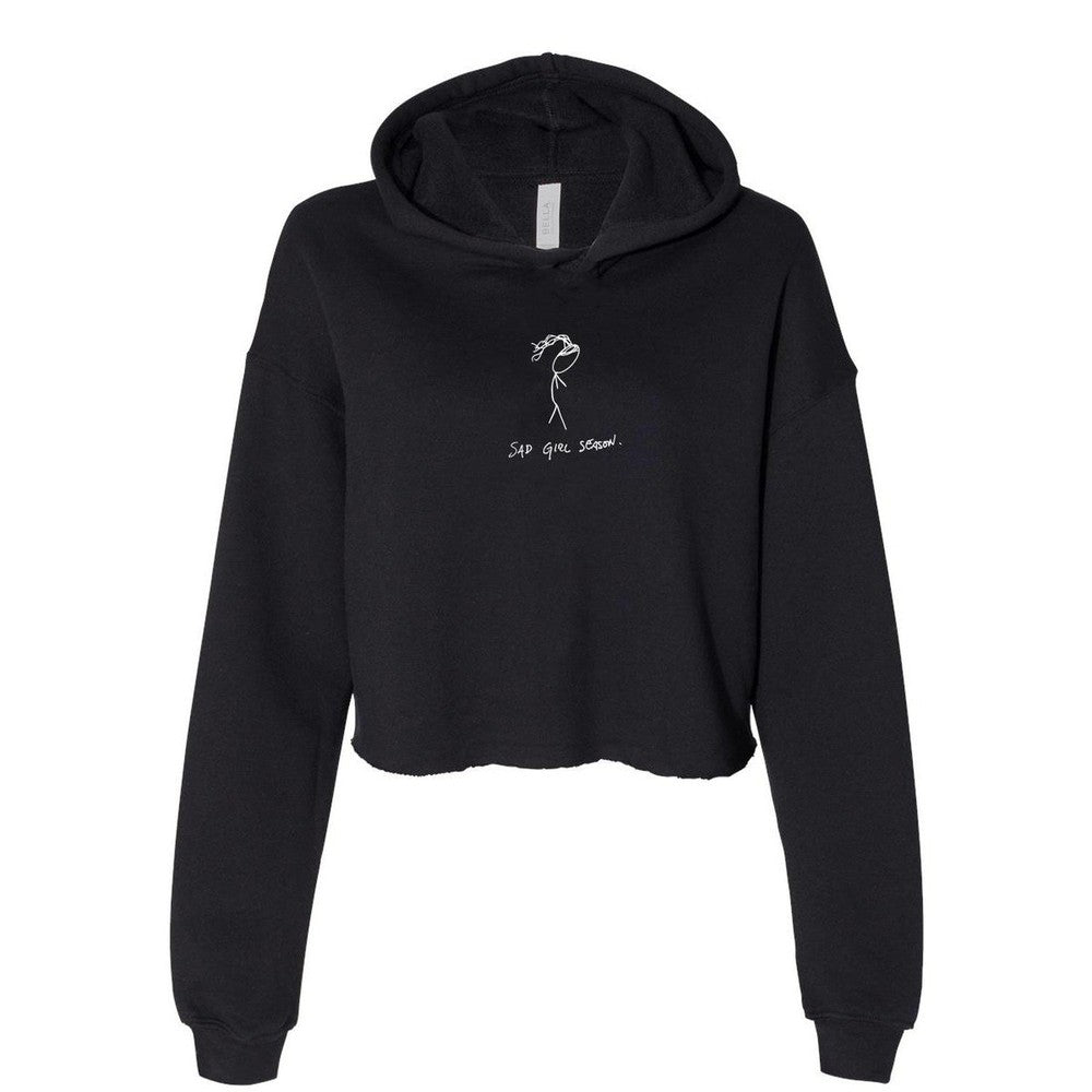 Sad Girl Season Cropped Hoodie-Hoodies & Sweatshirts-KFC Radio-Black-S-Barstool Sports